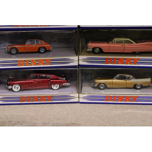 296 - SEVEN DINKY MATCHBOX MODELS OF CARS TO INCLUDE 1955 BENTLEY 'R' CONTINENTAL, 1953 AUSTIN A40, 1967 F... 