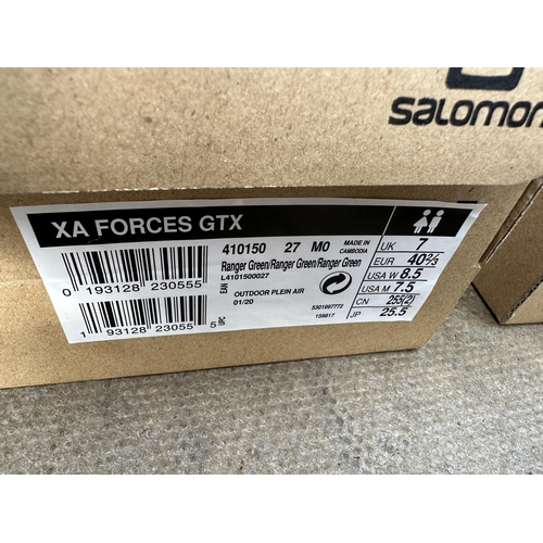 3897 - TWO  PAIRS OF SALOMAN XA FORCES GTX QUICK LACE SHOES SIZE 7