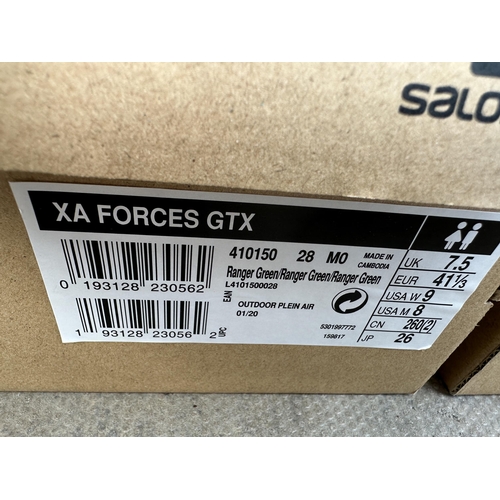 3899 - TWO  PAIRS OF SALOMAN XA FORCES GTX QUICK LACE SHOES SIZE 7.5