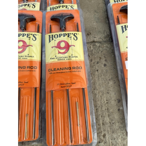 3932 - SIX HOPPES THREE PIECE STEEL CLEANING RODS