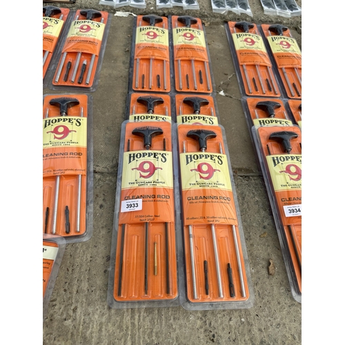 3933 - SIX HOPPES THREE PIECE STEEL CLEANING RODS