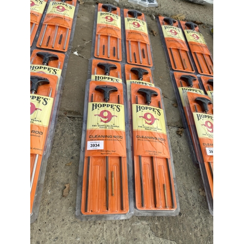 3934 - SIX HOPPES THREE PIECE STEEL CLEANING RODS