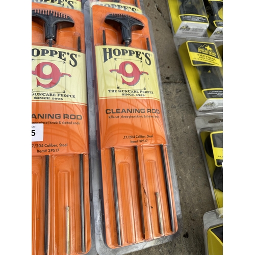 3935 - SIX HOPPES THREE PIECE STEEL CLEANING RODS