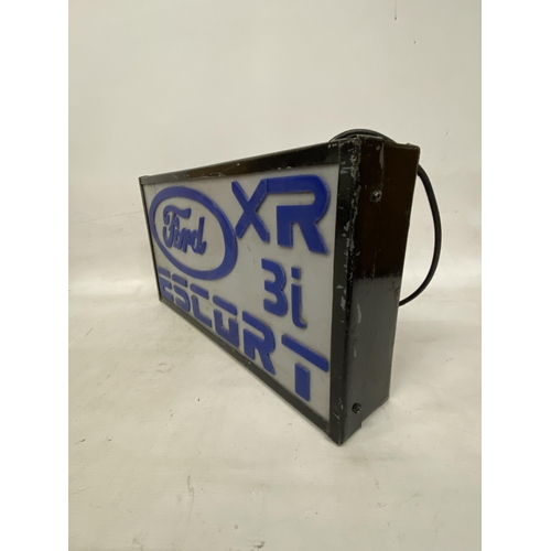 55 - A FORD ESCORT6 XR 3I ILLUMINATED SIGN - 55 CM (W) 29 CM (H) 10 CM (D)