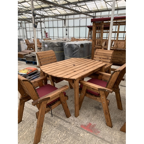 261 - AN AS NEW EX DISPLAY CHARLES TAYLOR GARDEN FURNITURE SET. ONE OVAL TABLE WITH FOUR SINGLE ARMCHAIRS ... 