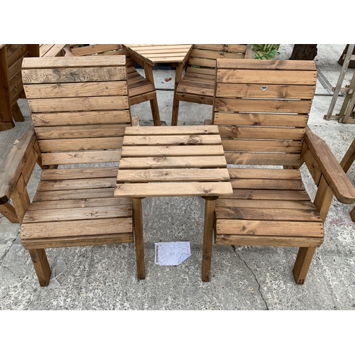 268 - AN AS NEW EX DISPLAY CHARLES TAYLOR GARDEN FURNITURE LOVE SEAT COMPRSING OF TWO SINGLE CHAIRS AND AN... 