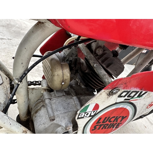 1561 - A VINTAGE MV AGUSTA MINI MOTORCYCLE, WHEEL HUB DIAMETER 22 CM, TWO EXHAUSTS