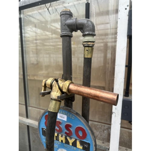 1511 - AN ESSO PETROL PUMP WITH BRASS NOZZLE