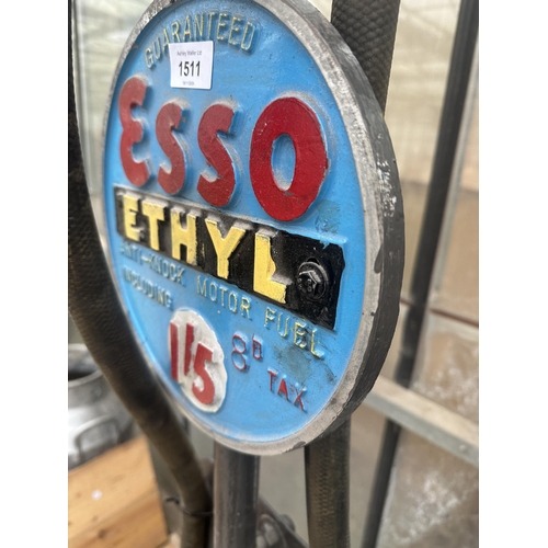 1511 - AN ESSO PETROL PUMP WITH BRASS NOZZLE