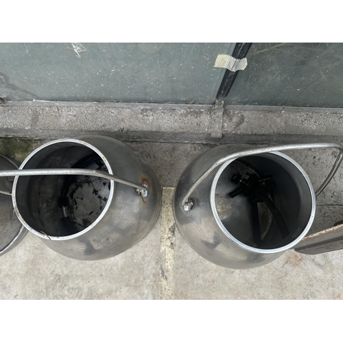 1517 - TWO VINTAGE STAINLESS STEEL MILK BUCKETS WITH LIDS