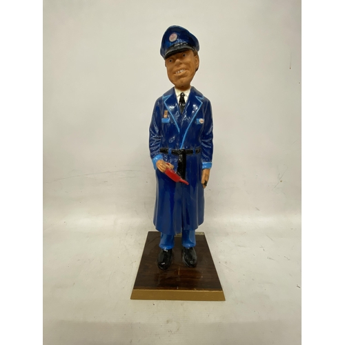 48 - AN ESSO FORECOURT ATTENDANT FIGURE ON A WOODEN PLINTH MADE IN ENGLAND 56159 - 54 CM NOT INCLUDING TH... 