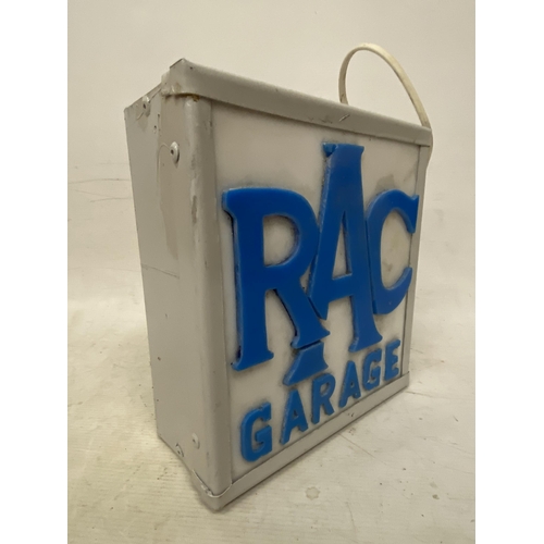 58 - AN RAC ILLUMINATED LIGHT BOX SIGN - 24.5CM X 27CM X 10CM