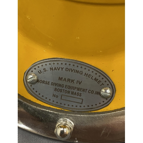 11 - A YELLOW AND CHROME REPLICA DIVERS HELMET