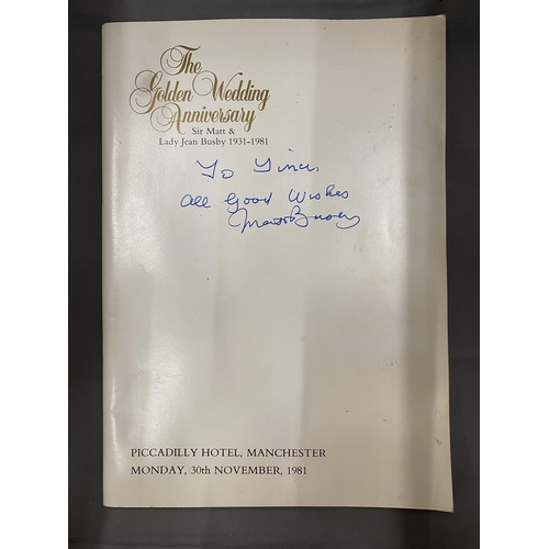 2 - A SIGNED GOLDEN WEDDING ANNIVERSAY BOOKLET FOR SIR MATT BUSBY AND LADY JEAN BUSBY 1931 - 1981 FROM T... 