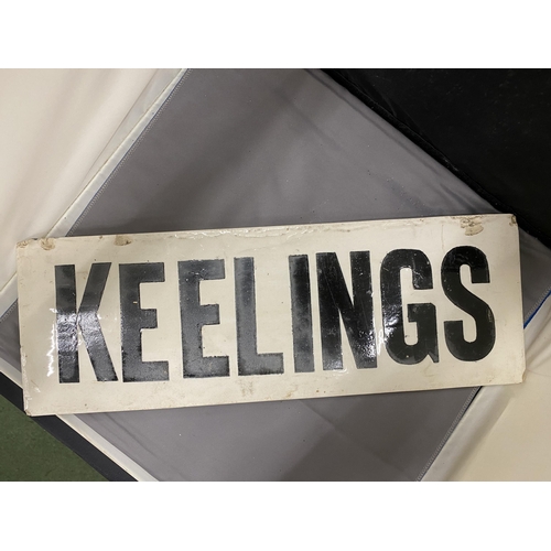 22 - A VINTAGE CERAMIC AND GLAZED SIGN KEELINGS 43.5CM X 15CM