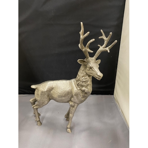 38 - A LARGE SILVER PLATED STAG FIGURE 30CM TALL