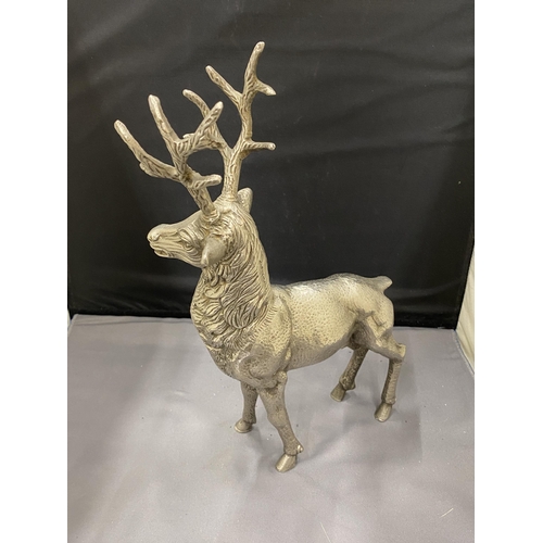 38 - A LARGE SILVER PLATED STAG FIGURE 30CM TALL