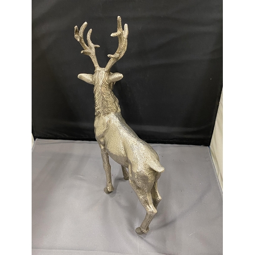 38 - A LARGE SILVER PLATED STAG FIGURE 30CM TALL