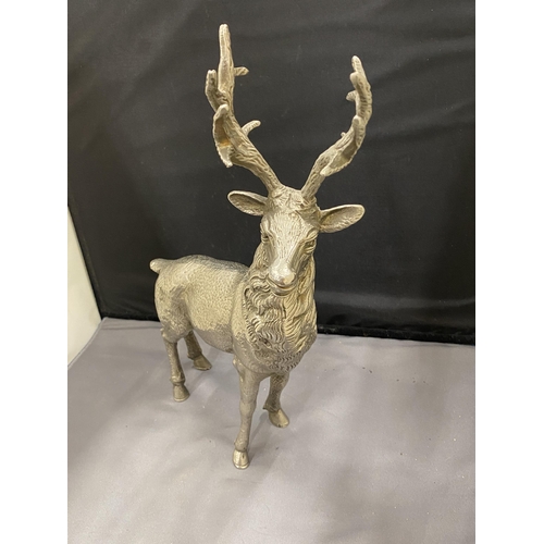 38 - A LARGE SILVER PLATED STAG FIGURE 30CM TALL