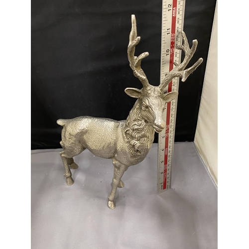 38 - A LARGE SILVER PLATED STAG FIGURE 30CM TALL