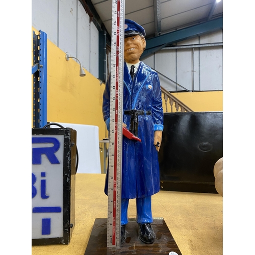 48 - AN ESSO FORECOURT ATTENDANT FIGURE ON A WOODEN PLINTH MADE IN ENGLAND 56159 - 54 CM NOT INCLUDING TH... 