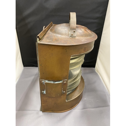 57 - A PAIR OF COPPER SHIP LANTERNS POSSIBLY STARBOARD AND PORT BUT NOT MARKED