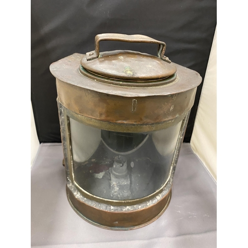 57 - A PAIR OF COPPER SHIP LANTERNS POSSIBLY STARBOARD AND PORT BUT NOT MARKED