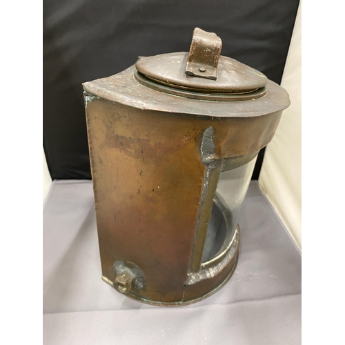 57 - A PAIR OF COPPER SHIP LANTERNS POSSIBLY STARBOARD AND PORT BUT NOT MARKED