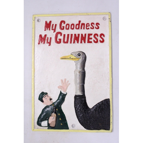 108 - A CAST 'MY GOODNESS, MY GUINNESS' SIGN, 20CM X 30CM