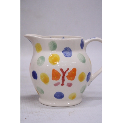 123 - TWO PIECES OF EMMA BRIDGEWATER POTTERY TO INCLUDE A BOTTLE AND A JUG FROM THE BRIDGEWATER CAFE, SIGN... 