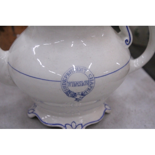 164 - A WILMSLOW INDPENDENT CHAPEL TEAPOT (LOCAL HISTORY)