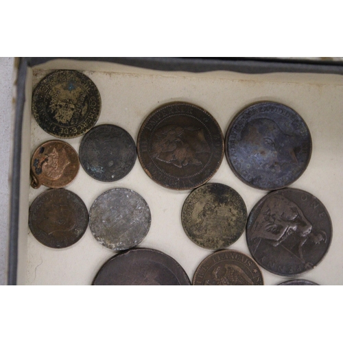 175 - A QUANTITY OF OLD COINS TO INCLUDE A WW2 BRITISH 1937 GEORGE VI & ELIZABETH CORONATION BRONZE MEDAL