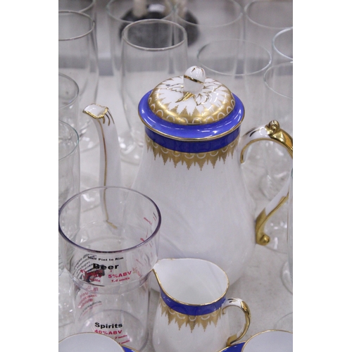 178 - A QUANTITY OF DRINKING GLASSES TOGETHER WITH A TUSCAN PLANT COFFEE SET