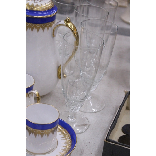 178 - A QUANTITY OF DRINKING GLASSES TOGETHER WITH A TUSCAN PLANT COFFEE SET