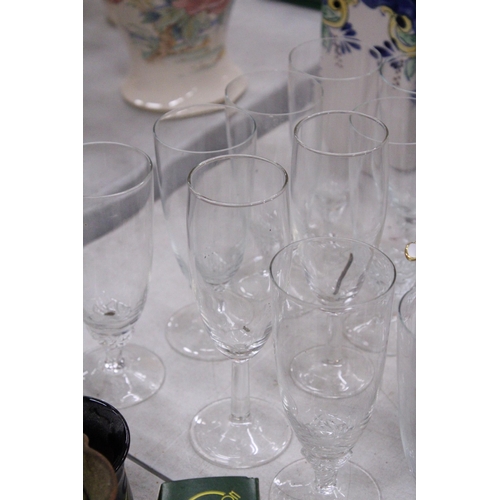 178 - A QUANTITY OF DRINKING GLASSES TOGETHER WITH A TUSCAN PLANT COFFEE SET