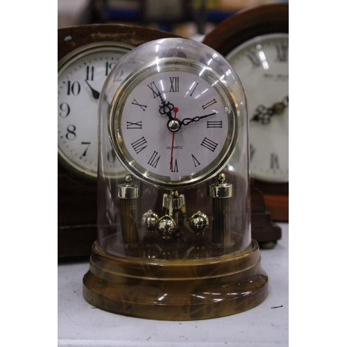 182 - THREE MANTLE CLOCKS TO INCLUDE W.M. WIDDOP, ANNIVERSARY CLOCK, ETC.,