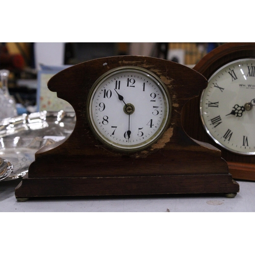 182 - THREE MANTLE CLOCKS TO INCLUDE W.M. WIDDOP, ANNIVERSARY CLOCK, ETC.,