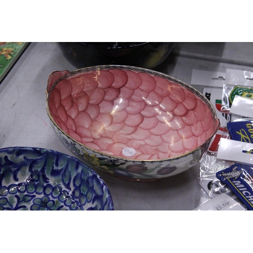 192 - FOUR PIECES OF CERAMIC POTTERY TO INCLUDE TWO ROYAL STANLEY WARE IN COBALT BLUE WITH DECORATION OF S... 