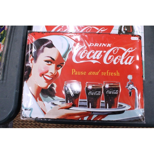 203 - FOUR LARGE METAL COCA-COLA ADVERTISING SIGNS