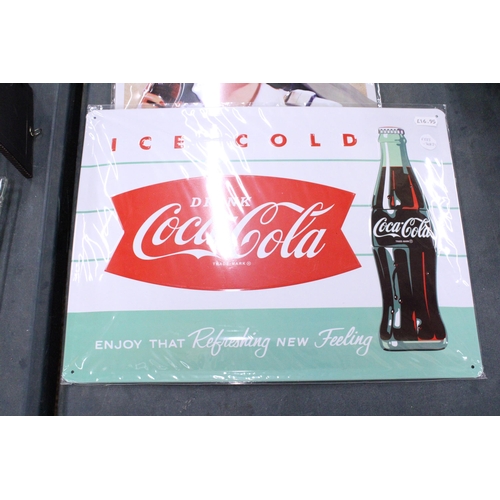 203 - FOUR LARGE METAL COCA-COLA ADVERTISING SIGNS