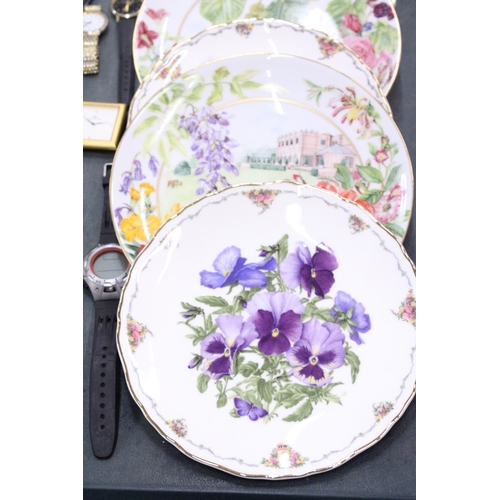 221 - NINE CABINET PLATES TO INCLUDE FOUR ROYAL ALBERT 'QUEEN MOTHER'S FAVOURITE FLOWERS', ETC