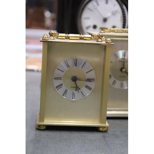 225 - THREE BRASS CARRIAGE CLOCKS