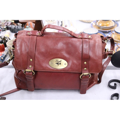 235 - AN AS NEW YOSHI LEATHER, SATCHEL STYLE BAG WITH SHOULDER STRAP