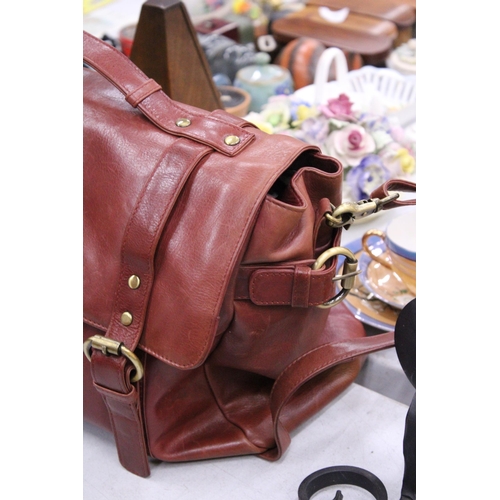 235 - AN AS NEW YOSHI LEATHER, SATCHEL STYLE BAG WITH SHOULDER STRAP