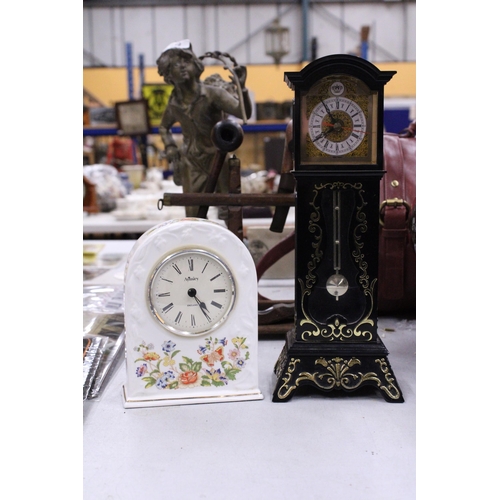 237 - TWO MANTLE CLOCKS TO INCLUDE AN AYNSLEY