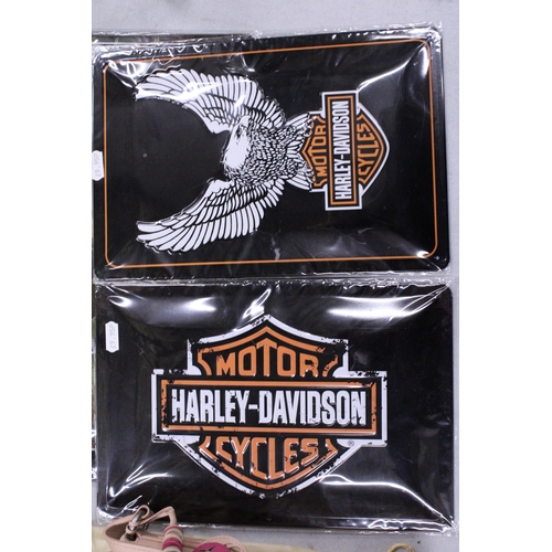 240 - FOUR METAL SIGNS TO INCLUDE HARLEY-DAVIDSON AND ROUTE 66