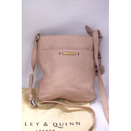 241 - AN AS NEW BAILEY AND QUINN, LONDON PALE PINK LEATHER SHOULDER BAG, WITH DUST BAG