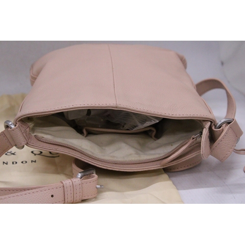 241 - AN AS NEW BAILEY AND QUINN, LONDON PALE PINK LEATHER SHOULDER BAG, WITH DUST BAG