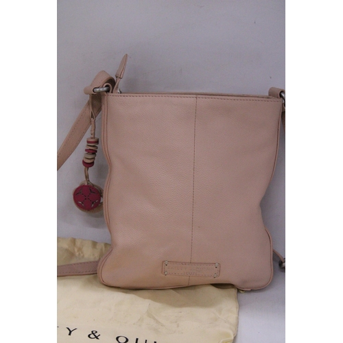 241 - AN AS NEW BAILEY AND QUINN, LONDON PALE PINK LEATHER SHOULDER BAG, WITH DUST BAG