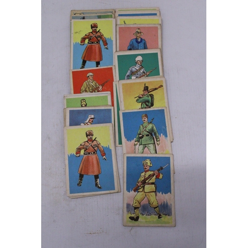 246 - THIRTY SIX SOLDIERS OF THE WORLD CARDS, CHIXGUM 1962 AND ELEVEN ABC 1960 WAR PLANES CARDS